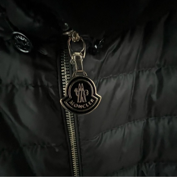 MONCLER Daurade Black Puffer Peplum Down Hooded Jacket Medium Size 2  AUTHENTIC - Picture 10 of 16